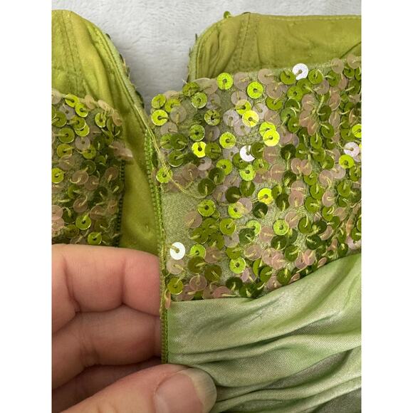 Sherri Hill Dress Womens 0 Green Pink Sequin Tulle Strapless Mini Fairycore Prom - Picture 8 of 8